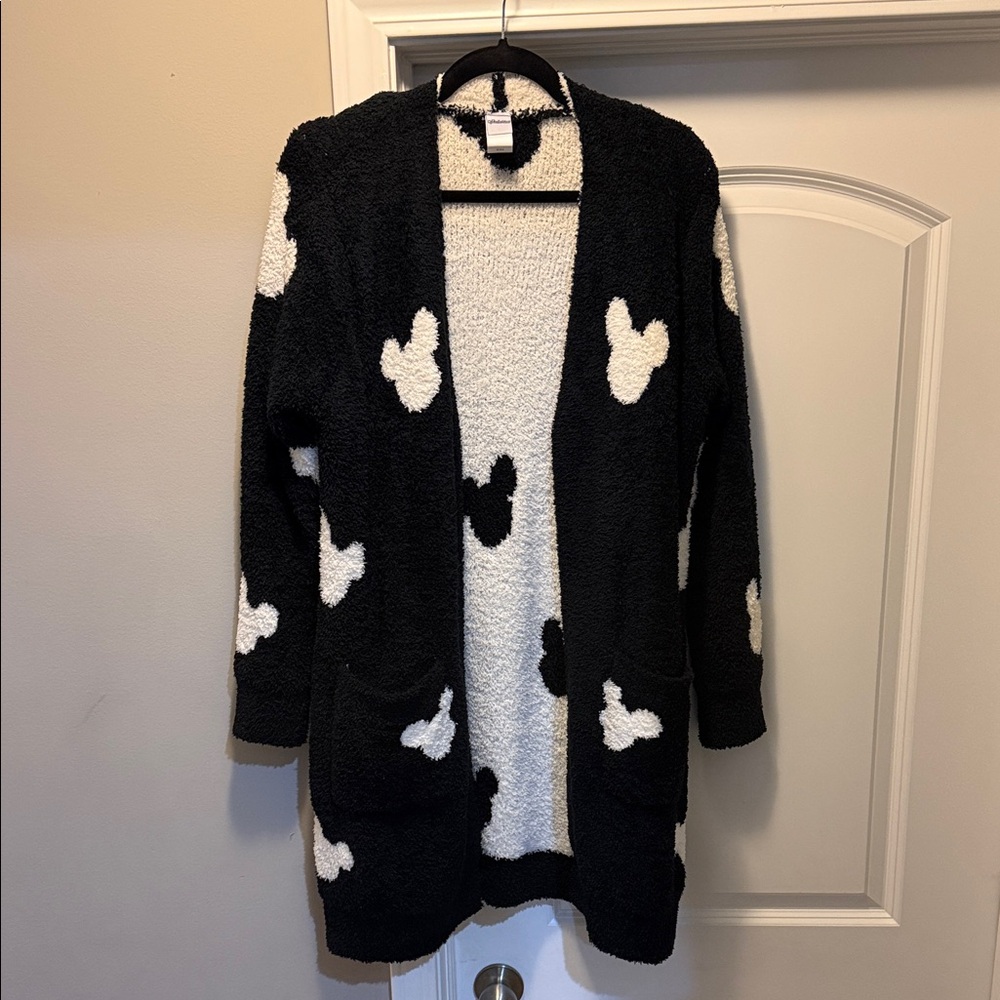 Cozy Black and White Mickey Cardigan Sweater